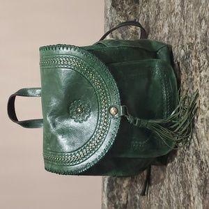 Patricia Nash Leather Backpack Green Leather EUC